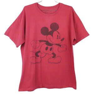 Disney Store Mickey Mouse Red Graphic T-Shirt Tee Size Large Vintage Look VGUC